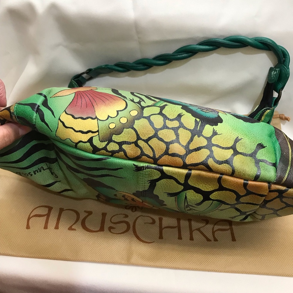 Anuschka Handpainted Butterflies Leather Shoulder Bag - Picture 6 of 13